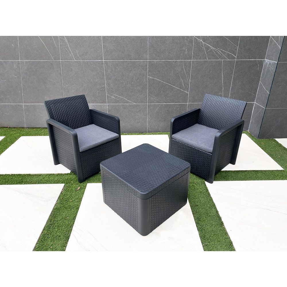 Conjunto jardim/terraço de 2 cadeiras + 1 mesa nassau tete a tete, antracite - Image 7