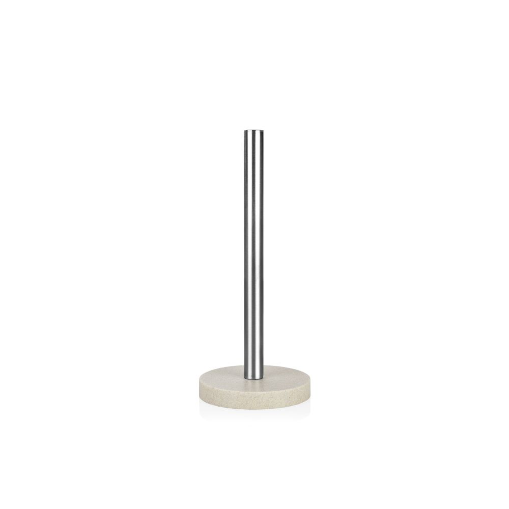 Porta-rolos inox com base de resina bege ø13,5 x 33 cm