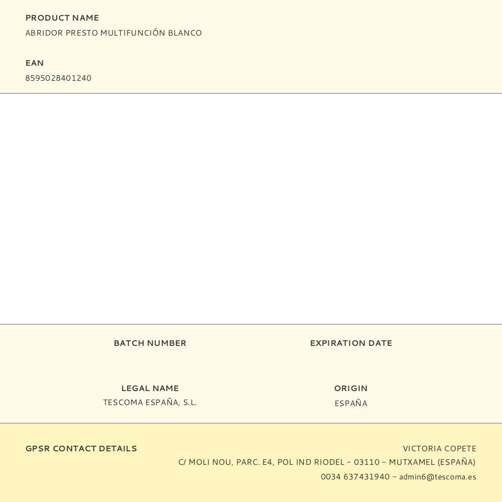 Abridor presto multifunções branco - Image 2
