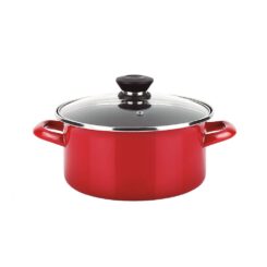 Panela optimax + tampa vermelha aço aisi 430 fagor Ø18x10cm