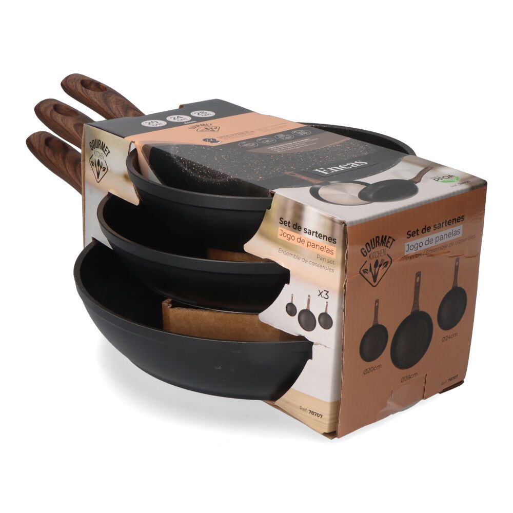 KIT de 3 frigideiras antiaderentes "serie eneas" gourmet kitchen - Image 3