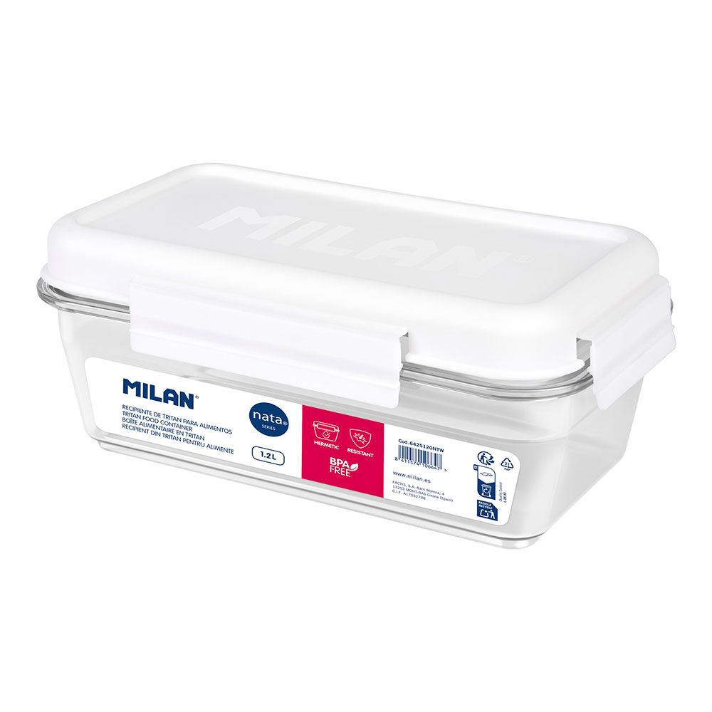 Lancheira tritan retangular hermética branca Nata® 624 1,2 l