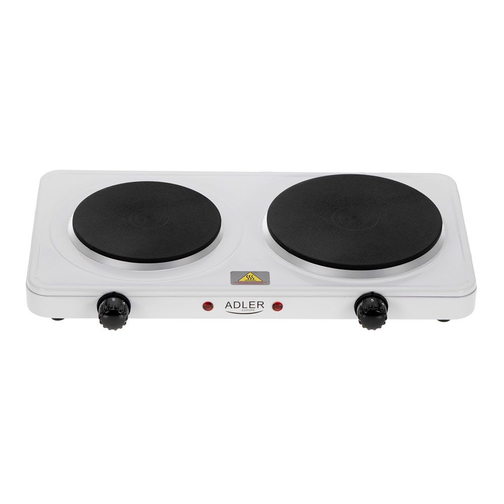 Fogão elétrico dois queimadores 2500 W branco, 46 x 26,5 x 7 cm