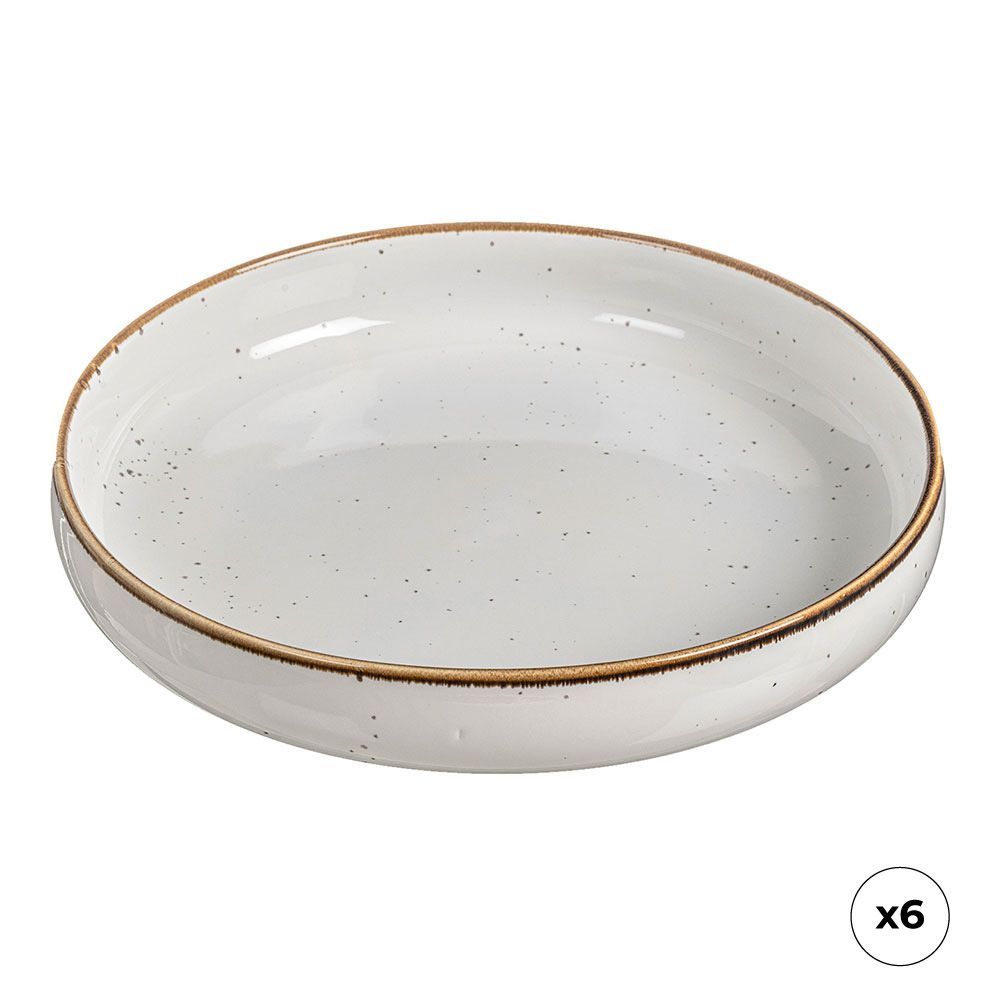 Pack 6 peças prato fundo de porcelana akiko Ø20 cm