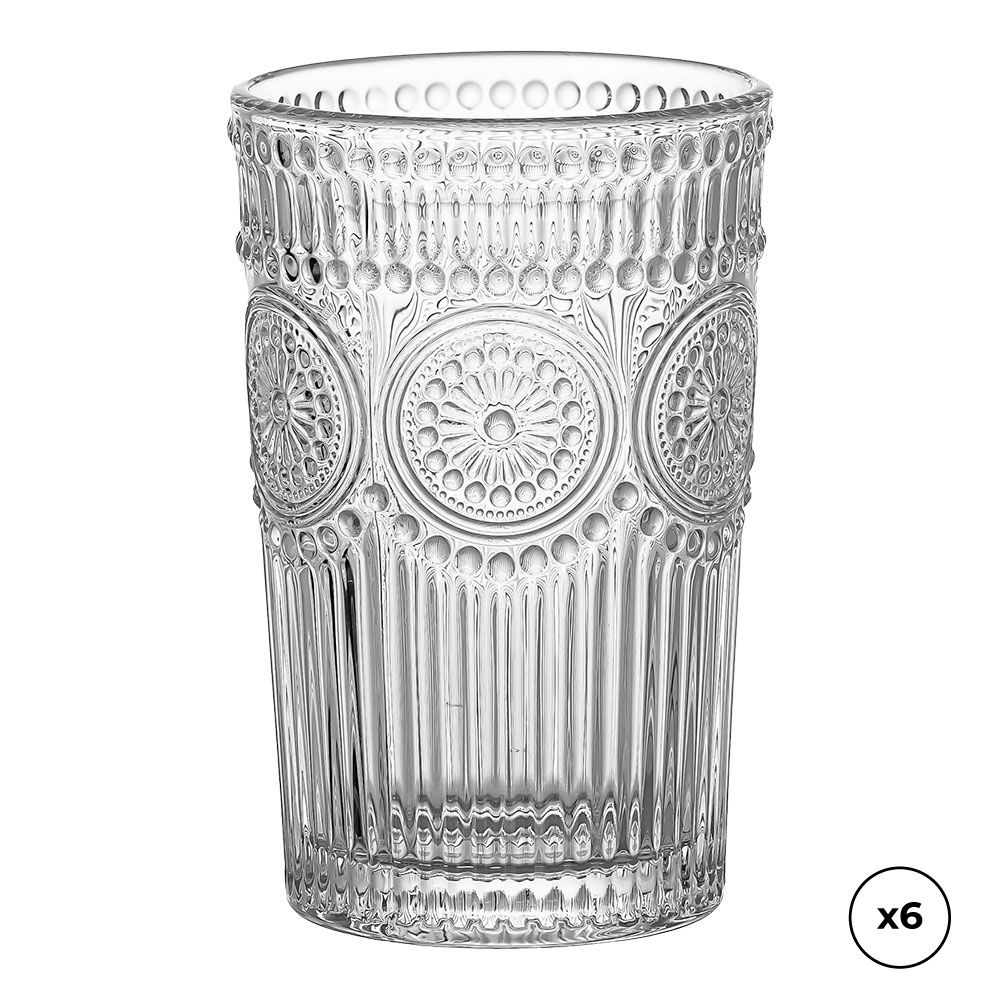 Copo de cristal com relevo 330 ml, 6 UDS