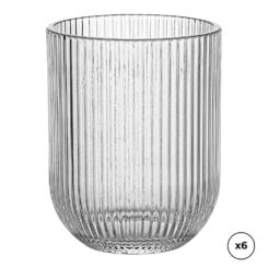 Copo de vidro com riscas em relevo 260 ml, 6 UDS