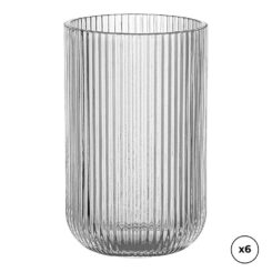 Copo de vidro com riscas em relevo 430 ml, 6 UDS