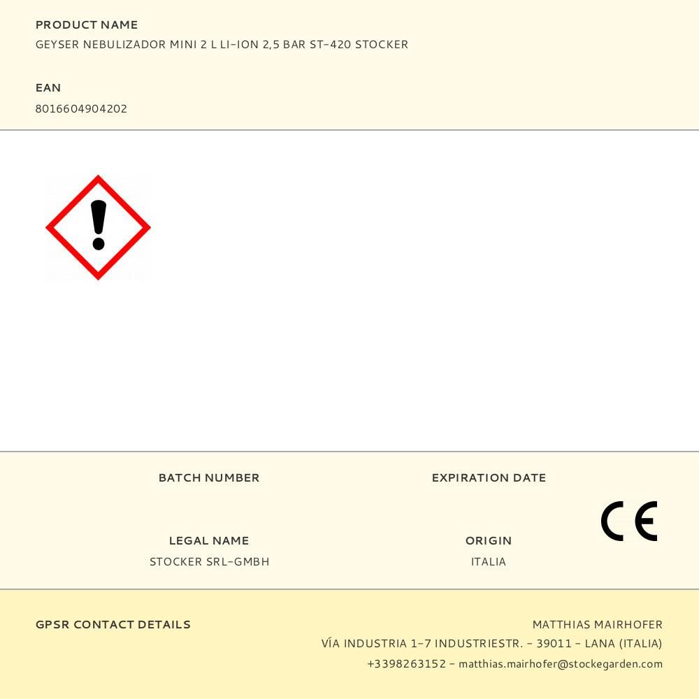 Mini nebulizador geyser 2 l li-ion 2,5 bar st-420 - Image 3