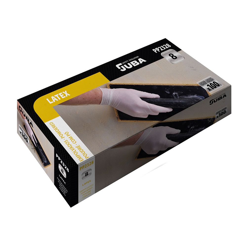 Luva de látex, em pó, descartável, branca, T-09, caixa 100 UDS - Image 2