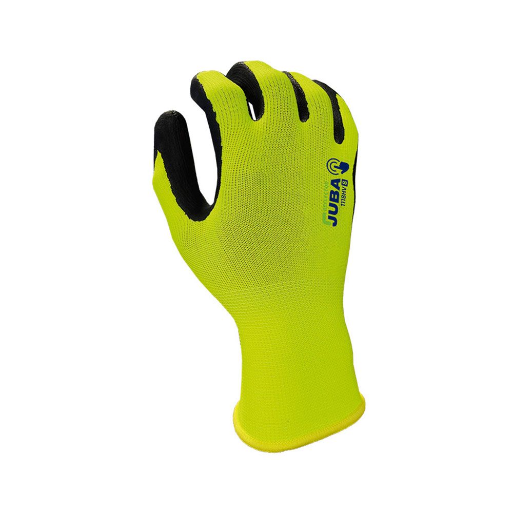 Luva de poliéster/elastano palma nitrilo foam, alta visibilidade, tátil, T-09