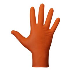 Luva de nitrilo, sem pó, descartável, com padrão de diamante, laranja, T-8, caixa 50 UDS