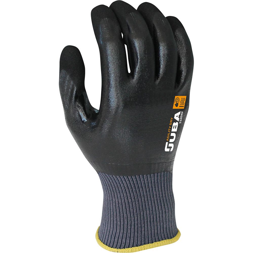 Luva de nylon totalmente revestida com nitrilo, preta, T-06