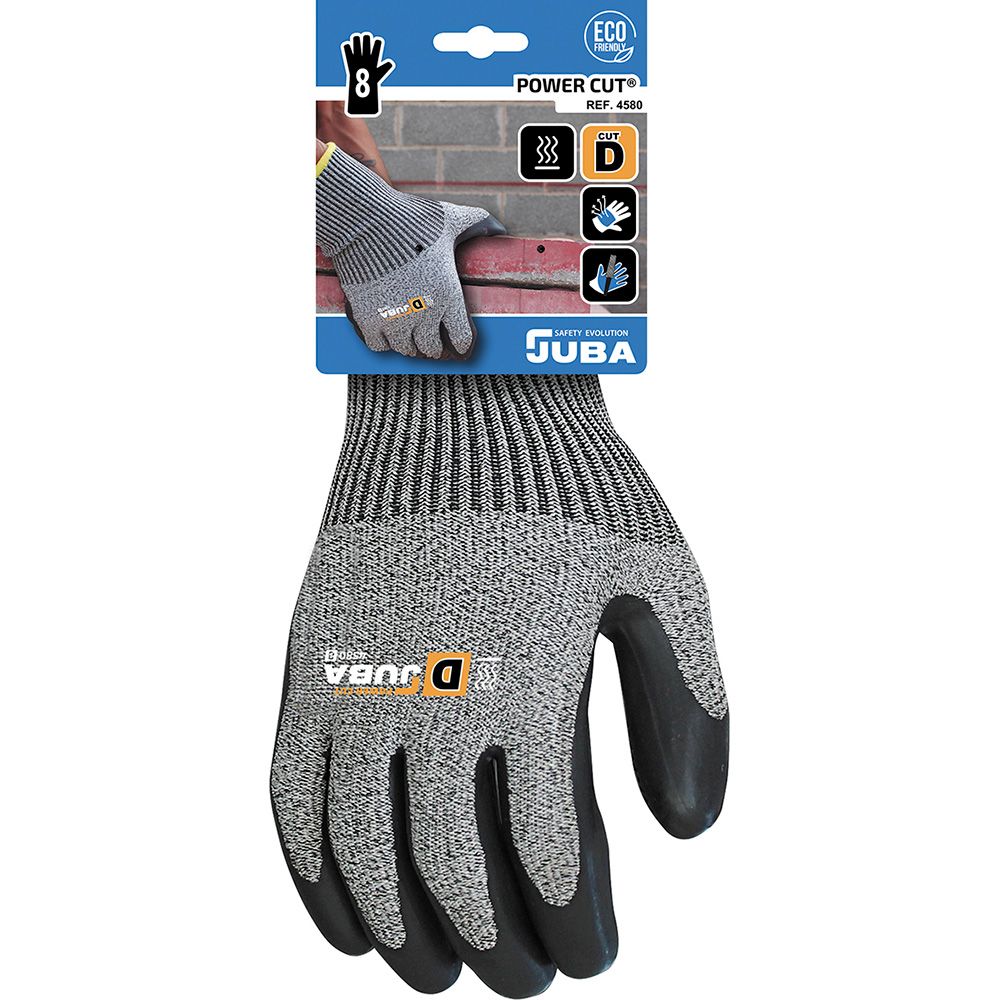 Luva de poliéster/elastano/k-rock com palma em látex, resistente a cortes, T-09