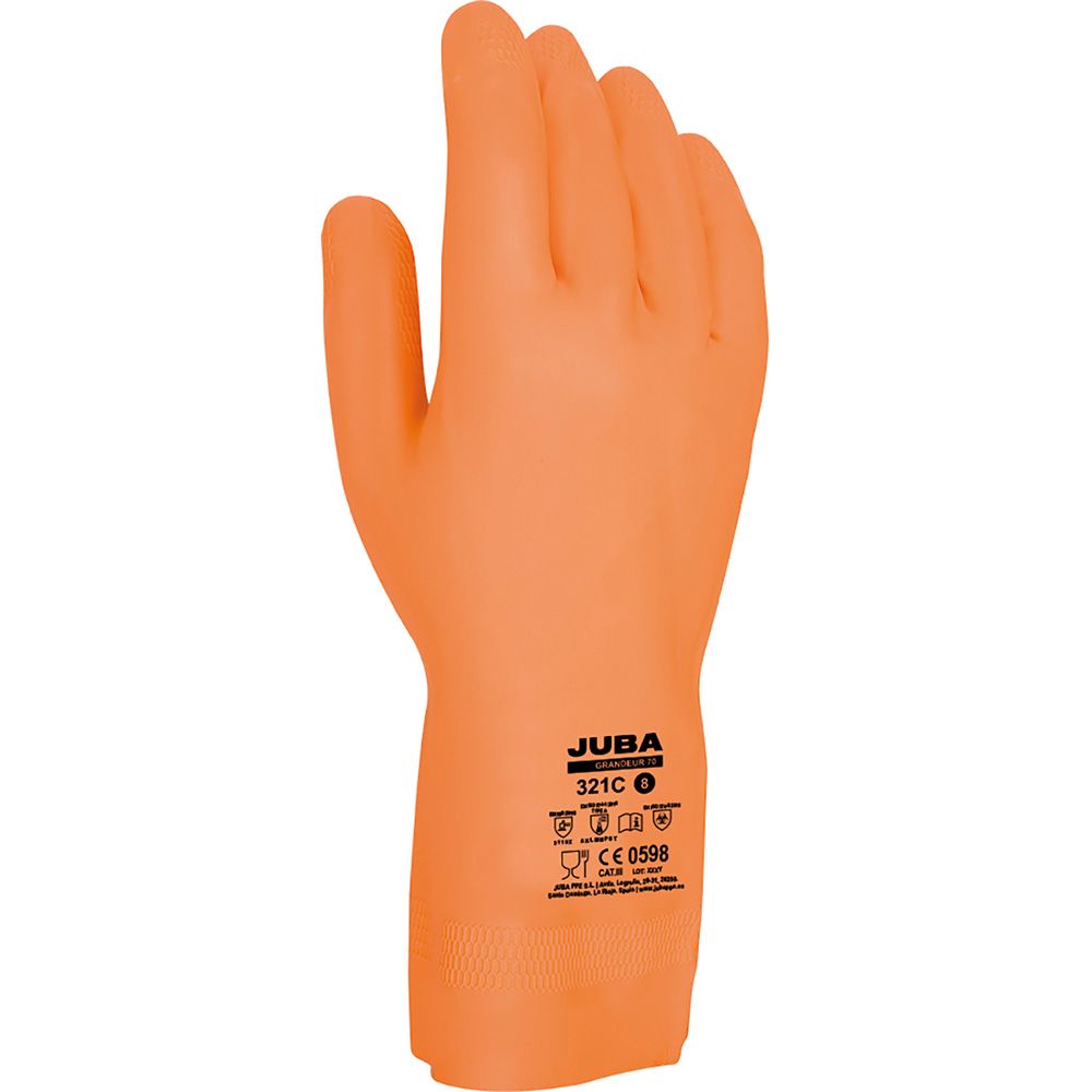 Luva de látex/neoprene, flocagem de algodão, laranja, T-06