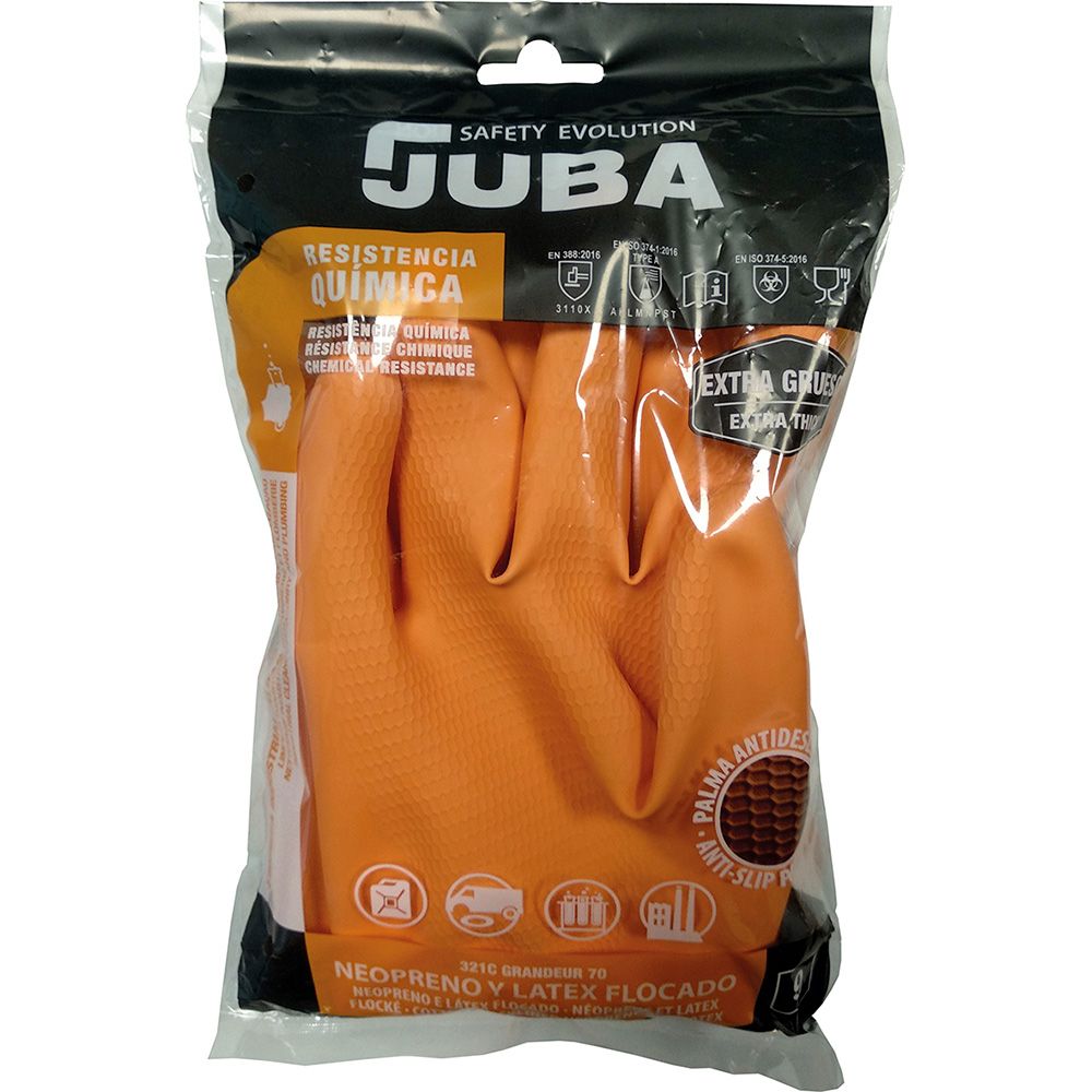 Luva de látex/neoprene, flocagem de algodão, laranja, T-08 - Image 2