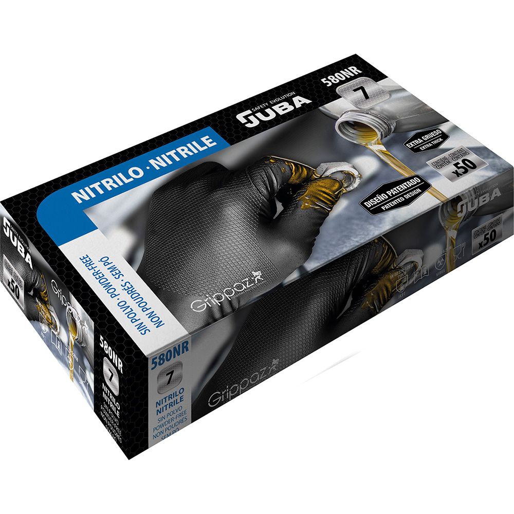 Luva de nitrilo, sem pó, descartável, preta, T-10, caixa 50 UDS - Image 3