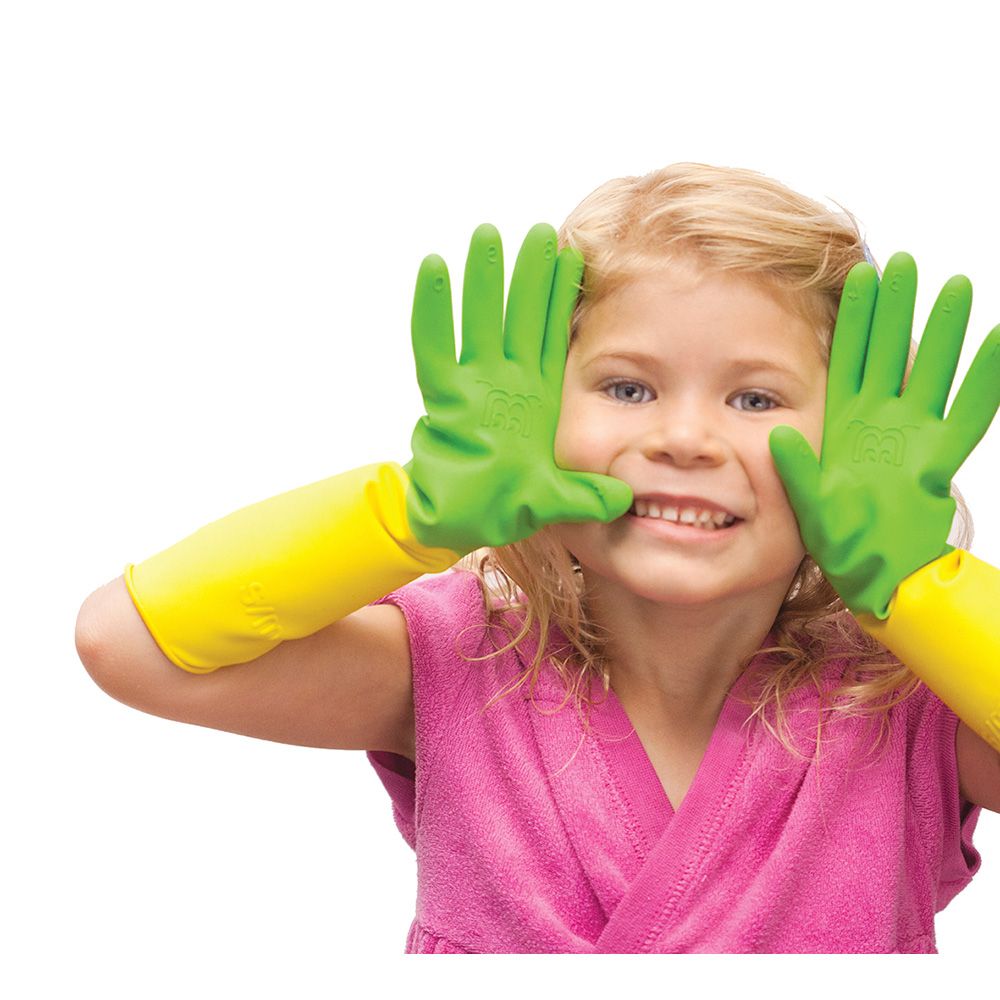 Luva infantil de látex aveludado, para jardinagem, bicolor, T-4 anos. - Image 3