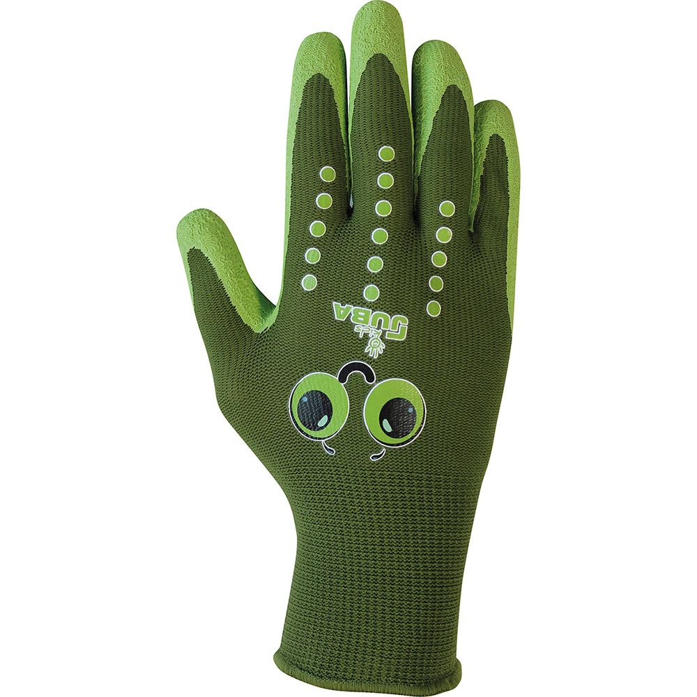 Luva infantil de nylon com palma áspera em látex, verde, T-4 anos. - Image 2