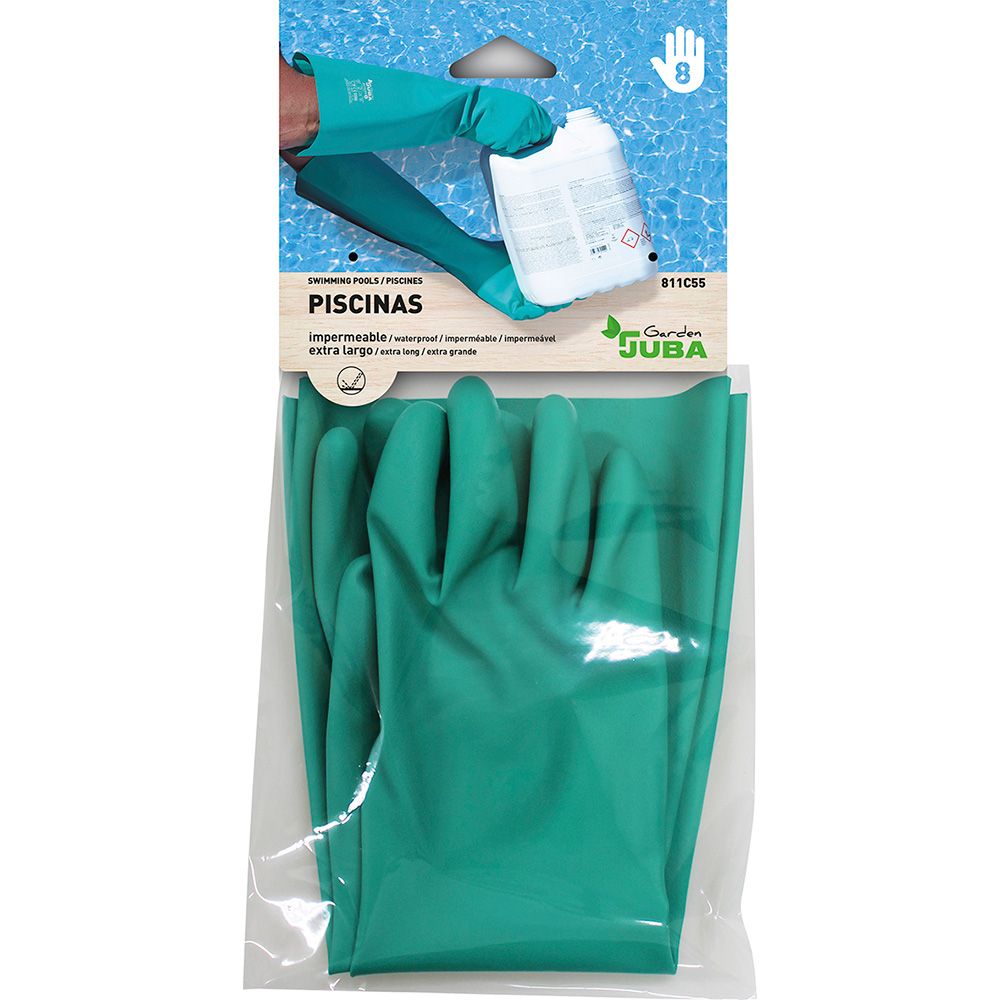 Luva de nitrilo, interior aveludado, resistente a produtos químicos, verde acetinado, T-8 - Image 2