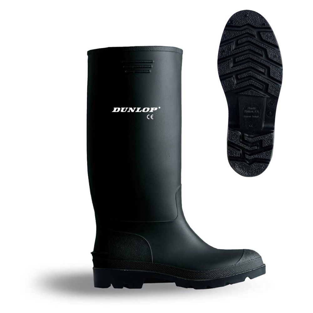 Bota de chuva preta de cano alto em PVC tamanho 46