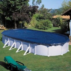 Cobertura de piscina oval em aço 610 x 410 cm