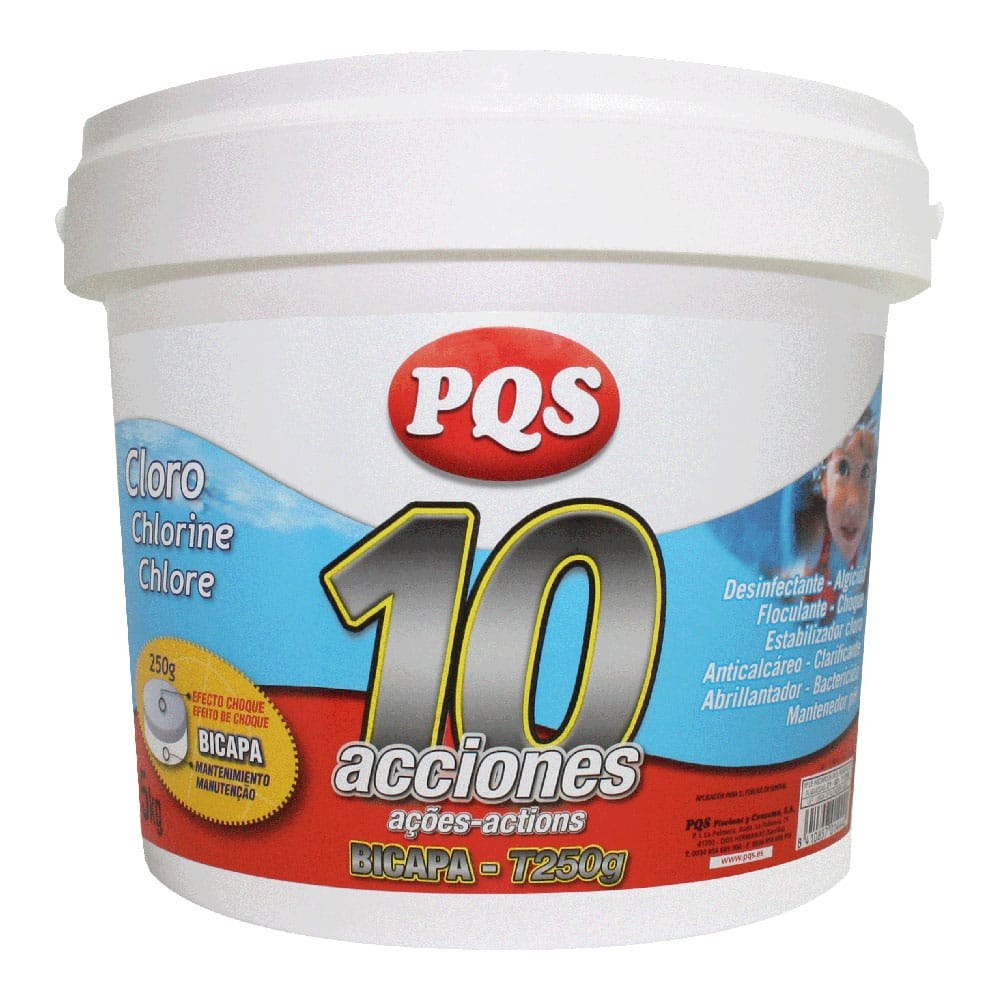Cloro 10 ações comprimidos de dupla camada, 5 kg