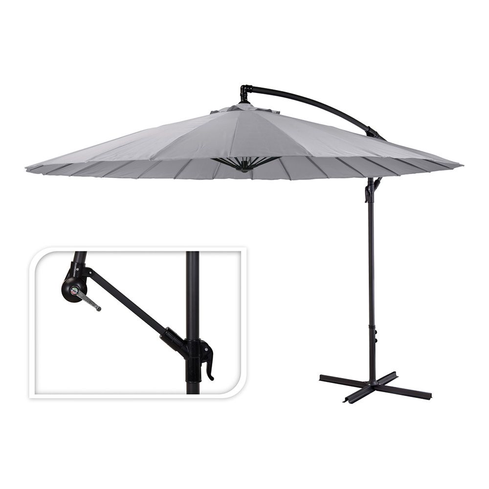 Guarda-sol excêntrico ø300 cm altura máxima 3 m cor: cinza