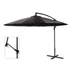 Chapéu-de-sol excêntrico antracite 180 GR / m² altura máxima 3 m Ø300 cm