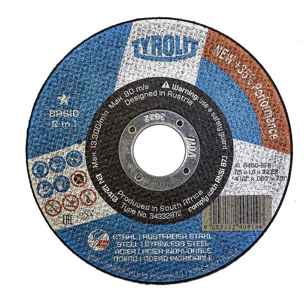 Disco de corte de aço inoxidável 41c ø115 x 1,6 x 22,23 mm a46q-bfb