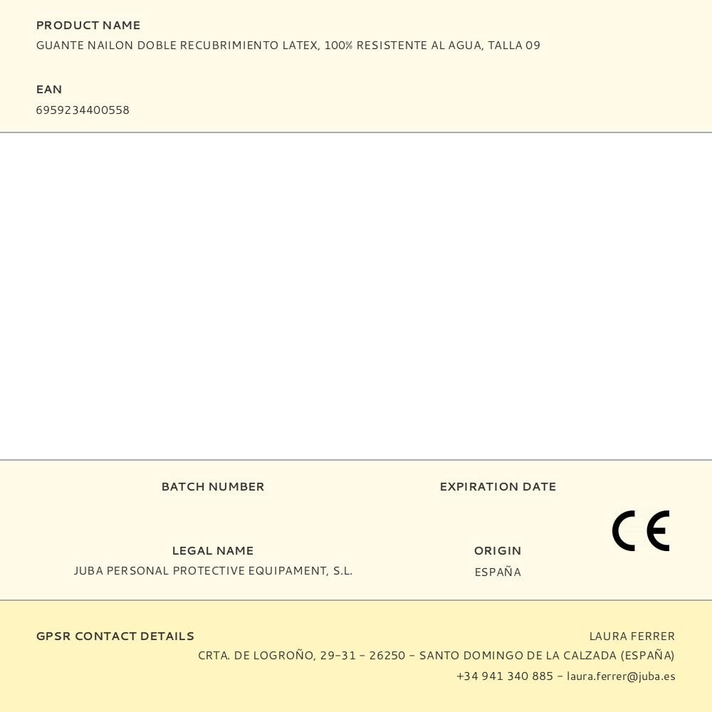 Luva de náilon com revestimento duplo de látex, 100% à prova d'água, t-09 - Image 7