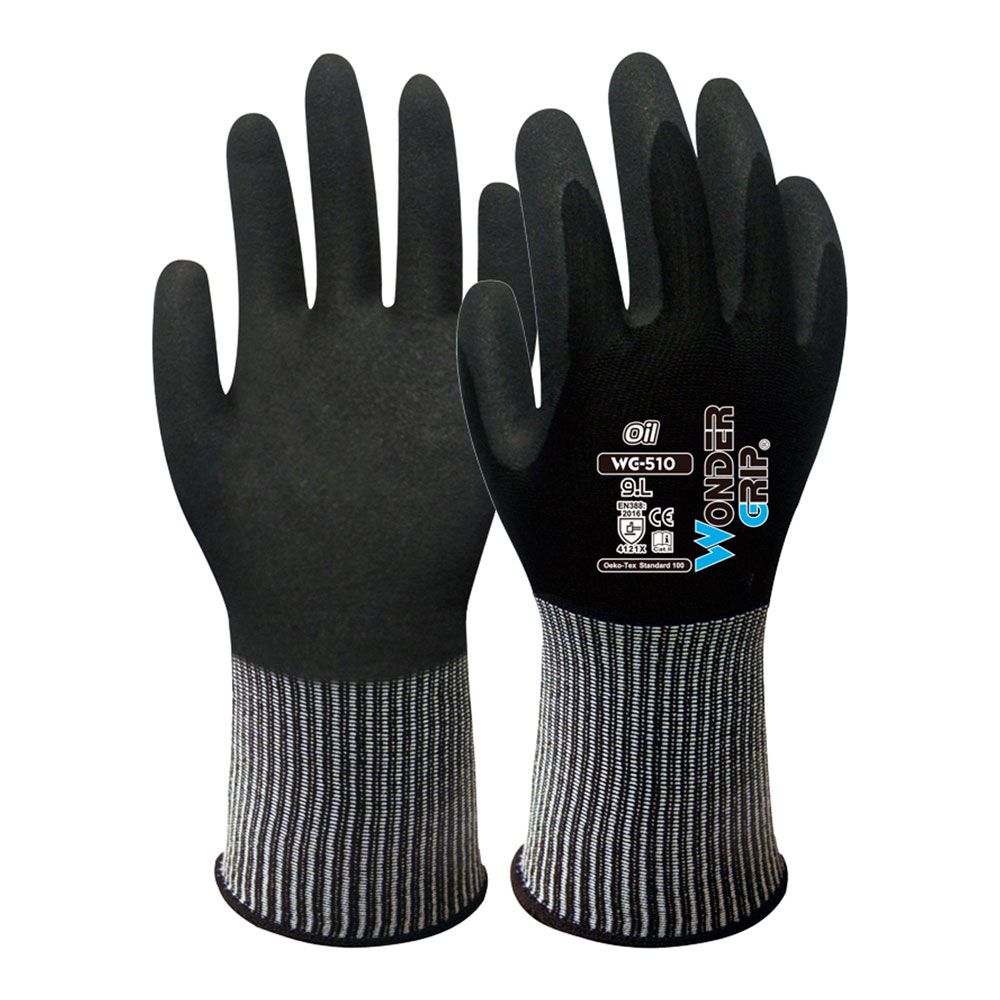 Luva de nylon/elastano, palma com duplo revestimento de nitrila, T-10