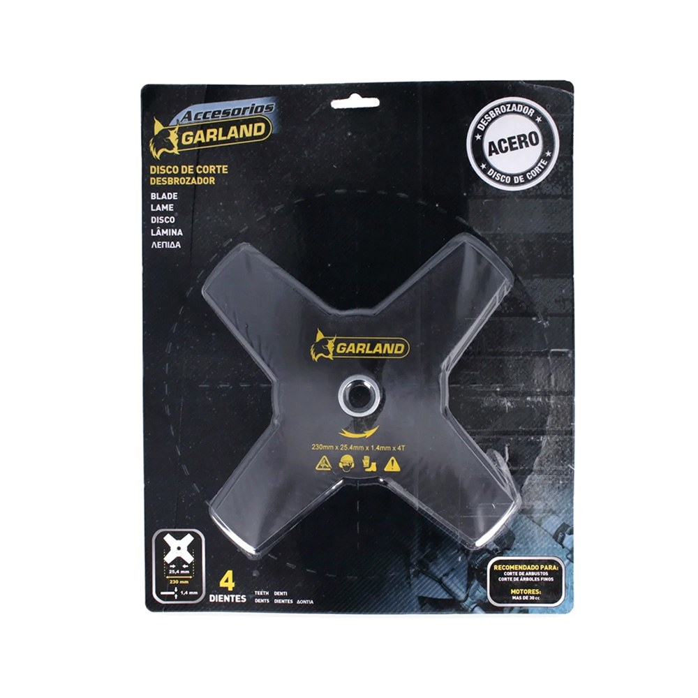 Disco de corte para roçadora, 4 dentes, Ø230 x 25,4 x 1,4 mm