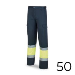 Calças poliéster/algodao bicolor alta visibilidade azul/amarelo tamanho 50 388PFXYFA/50