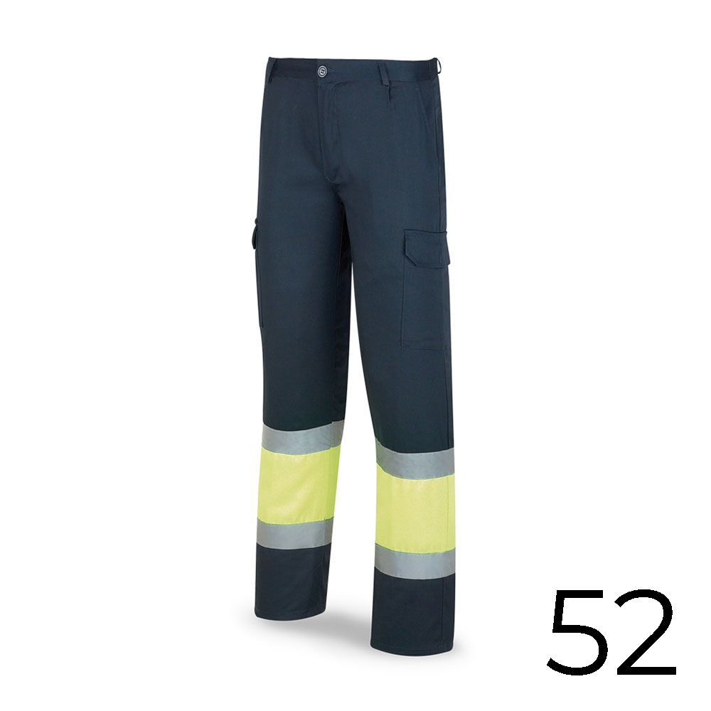 Calças poliéster/algodao bicolor alta visibilidade azul/amarelo tamanho 52 388PFXYFA/52