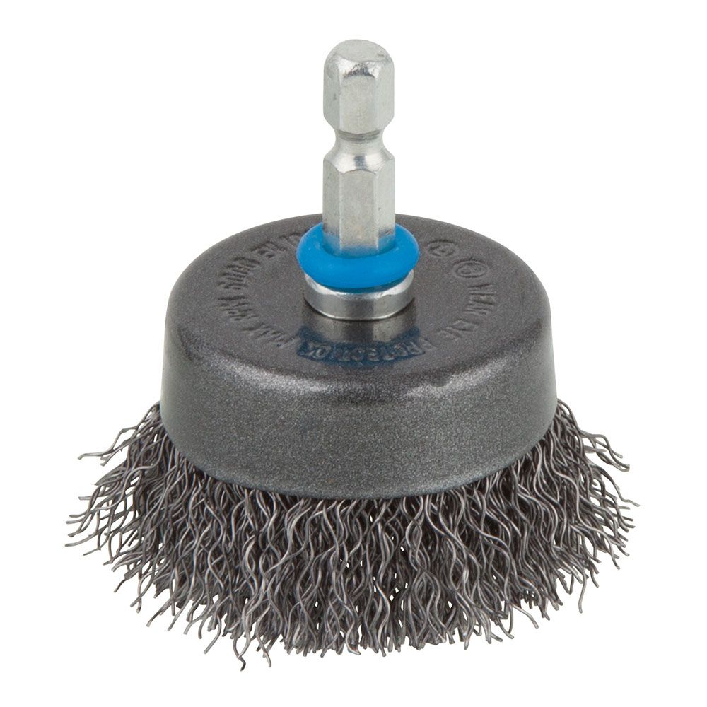 Escova tipo taça em FIO de aço, haste hexagonal, Ø50 mm