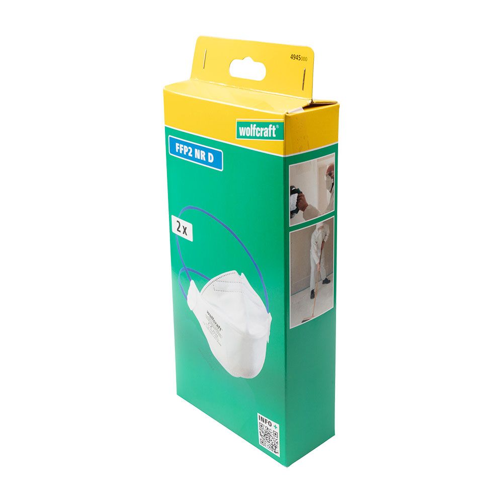 Pack 2 máscaras de proteção respiratória FFP2 NR D 4945000 wolfcraft - Image 2