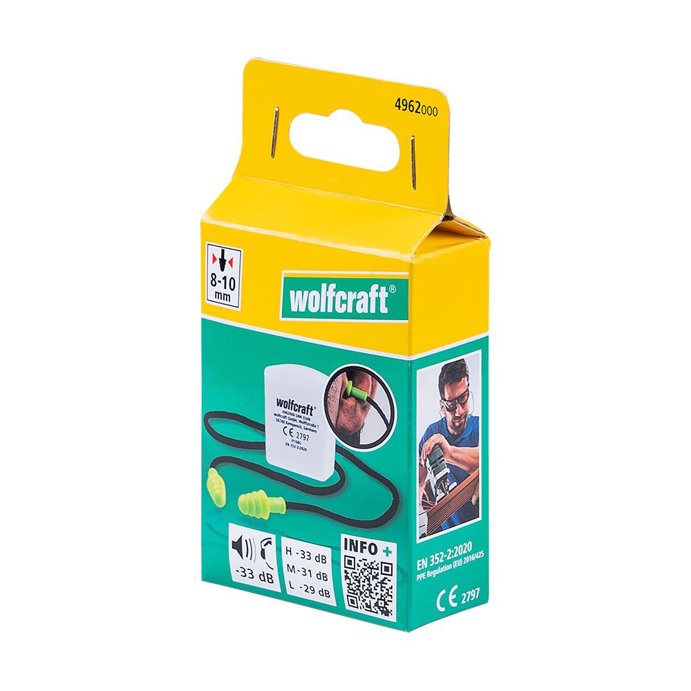 1 PAR de tampões para ouvidos com cordão e caixa (CE) 4962000 wolfcraft - Image 3