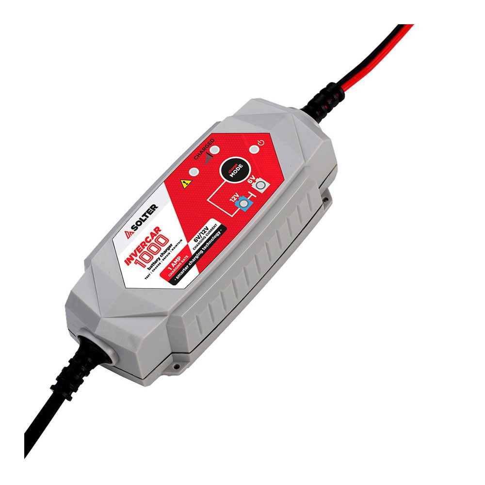Invercar 1000 6/12V 1A carregador de bateria inteligente (carros e motas) solter