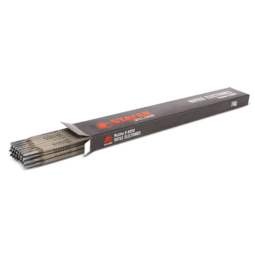 Electrodo Ø2,5 x 300 mm rutílio E-6013, caixa 1 kg.