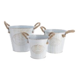 Balde de zinco com pegas de corda, KIT de 3unid. Ø20x17cm Ø17x15cm Ø15x13cm.
