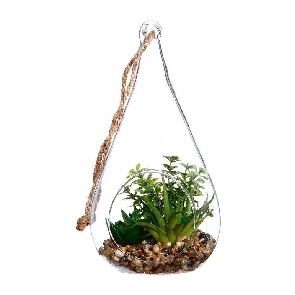 Floreira de vidro suspenso com planta decorativa 10 x 19,5 cm cores / modelos diversos - Image 2
