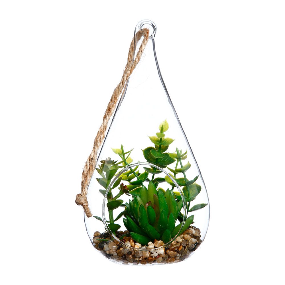 Floreira de vidro suspenso com planta decorativa 10 x 19,5 cm cores / modelos diversos - Image 3