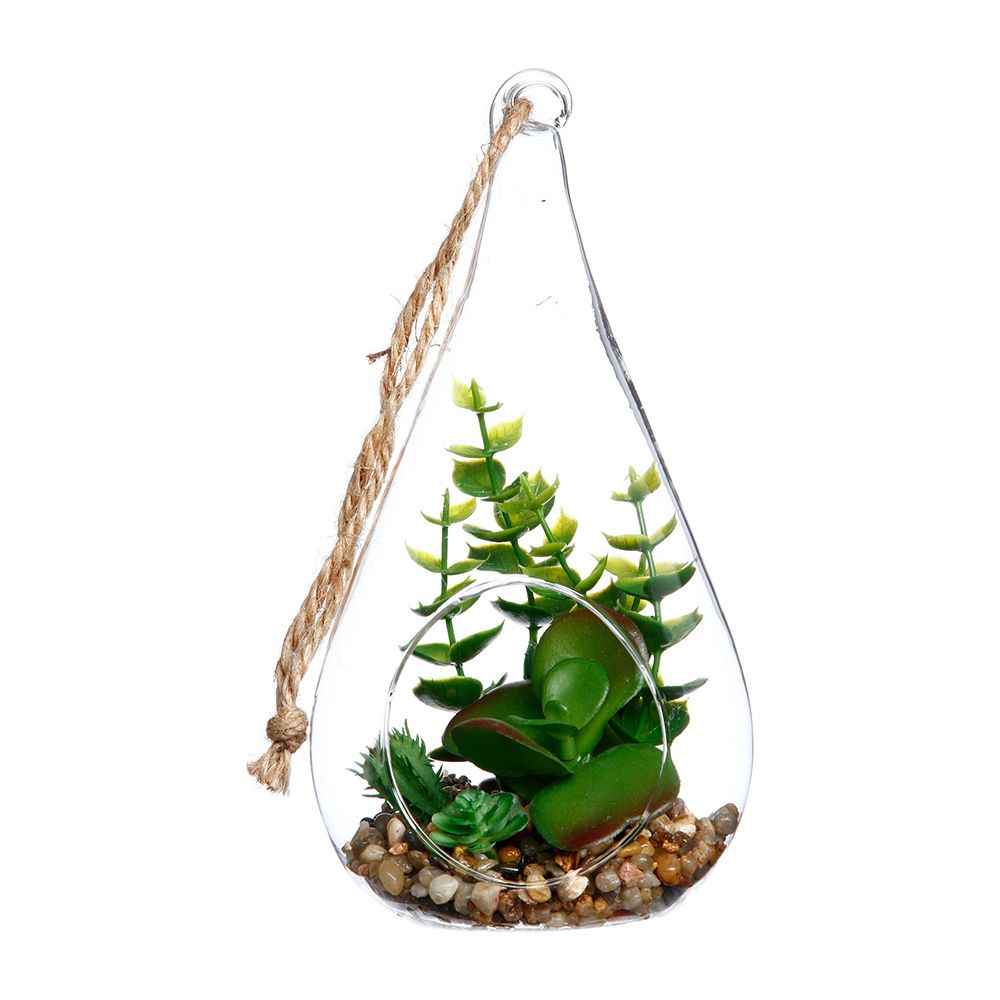 Floreira de vidro suspenso com planta decorativa 10 x 19,5 cm cores / modelos diversos - Image 4
