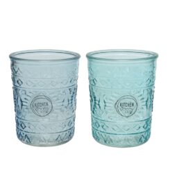 Copo de vidro com relevo Ø8,3 x 10,3 cm 350 ml cores/modelos diversos