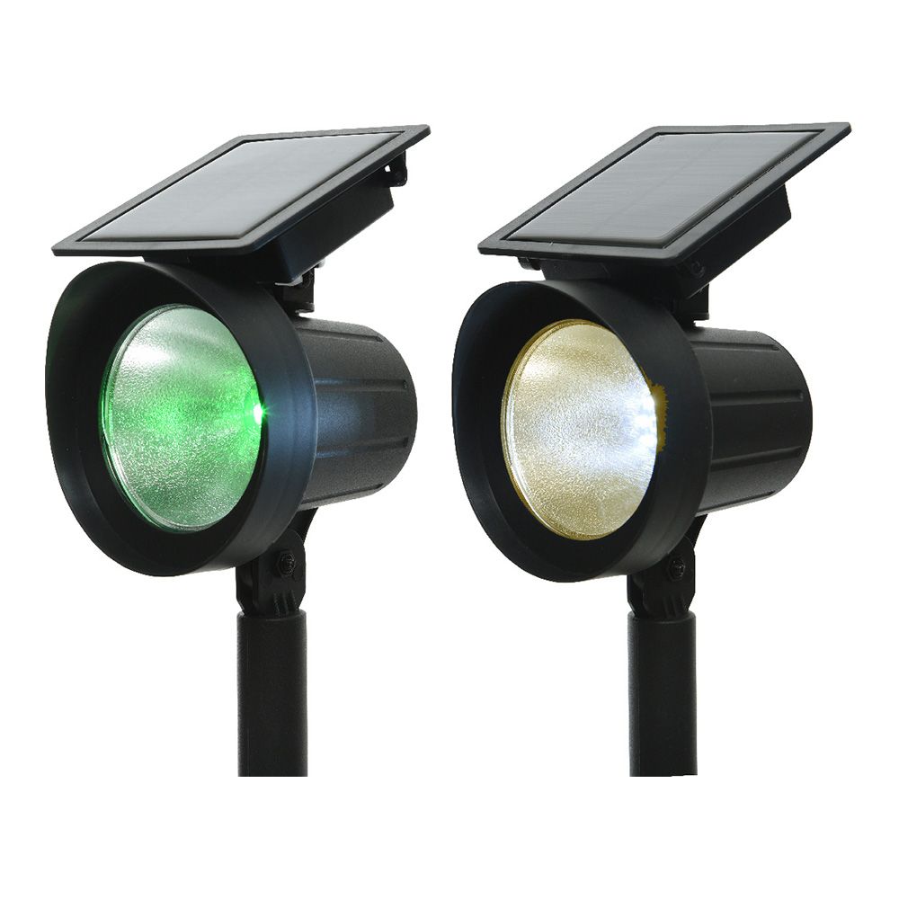 LUMINEO Estaca solar LED 25 lm luz multicolorida (8 cores) 11 x 13 x 42,5 cm, embalagem de 2 unidades