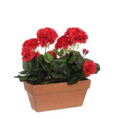 MICA DECORATIONS Floreira de gerânio vermelho, 29 x 13 x 40 cm