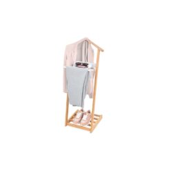 Bengaleiro de quarto em bambu com prateleira para sapatos 43,5 x 34 x 102 cm
