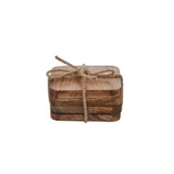 Porta-copos de madeira de mangueira, modelo duko, 10 x 10 x 5 cm, 4 UDS