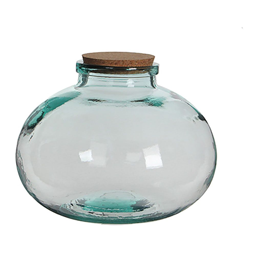 Frasco de vidro redondo olly com rolha de cortiça ø29 x 23 cm