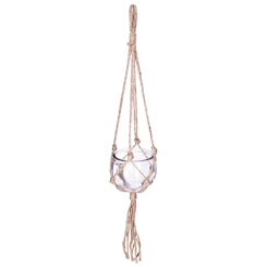 Vaso para flores de vidro com corde de serapilheira para pendurar Ø10,5 x 56 cm